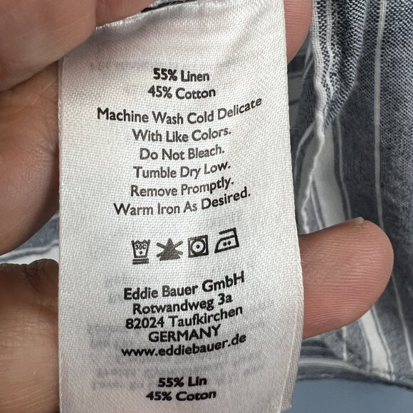 Eddie‎ Bauer Nautical Blue and White Striped Linen Pullover Top Size M Nautical - Picture 5 of 7